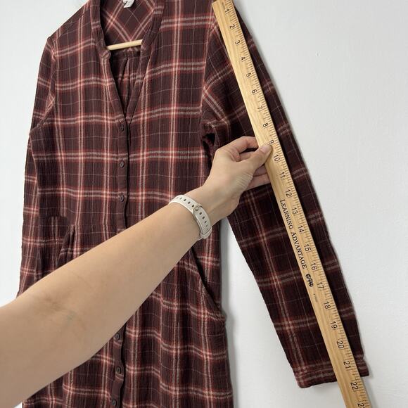 Garnet Hill Women's Size‎ 6 Organic Cotton Plaid Lightweight Gauze Shirt Dress - Picture 8 of 11